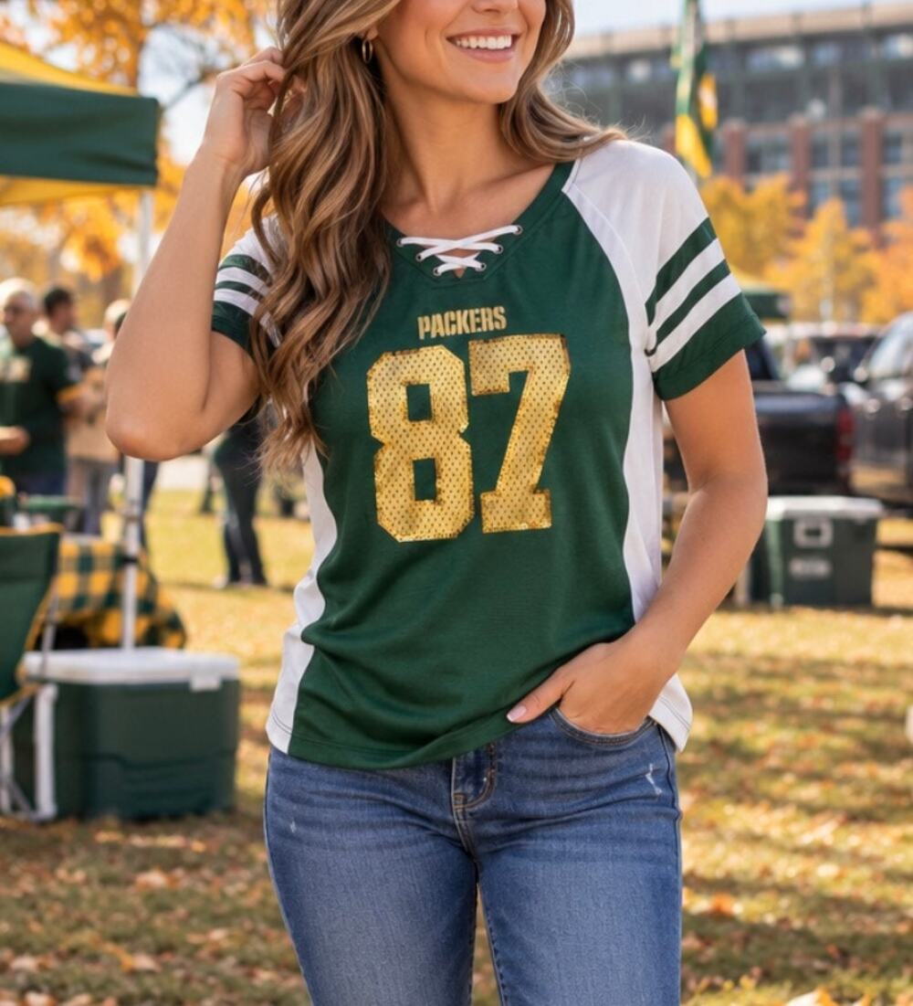 Majestic Green Bay Packers Jersey Jordy Nelson 87 Bling Green Gold Football M